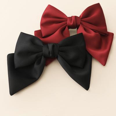 China Women Girls Hair Decoration Fashion Sweet Bow Hairpins Solid Bowknot Hair Clips for Women Girls Big Size Satin Silk Barrettes Duckbill Clip Hair Accessories for sale