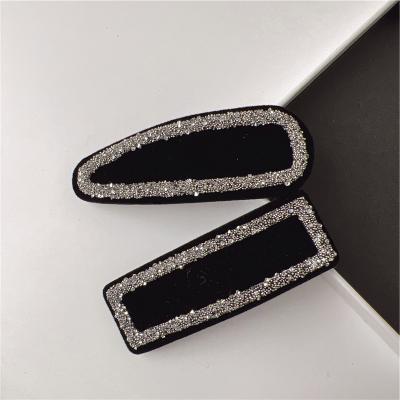 China Women Girls Hair Accessories Gift New Black Letter BB Hair Clips Women Girls Elegant Head Side Hair Pins Bling Crystal Rhinestone Hairpins Accessories for sale