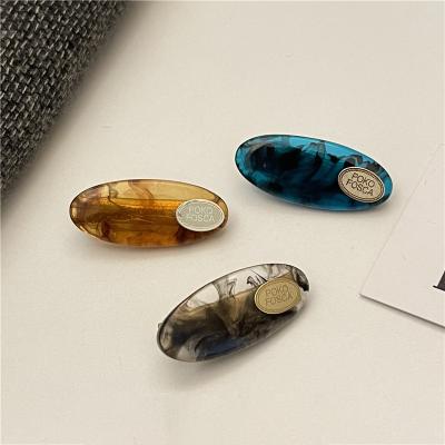 China Women Girls Hair Accessories Gift Lovely Girls Glossy Stone Color Acrylic Hair Clips Elegant Ladies BB Hairpins Fashion Cute Women Side Bobby Pins Accessories for sale