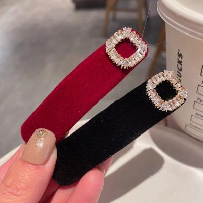 China Women Girls Hair Accessories Gift Retro French Rhinestone Velvet Barrettes Female Side Bang Clip Broken BB Hair Clip Headdress Barrettes Fashion Hair Accessories for sale