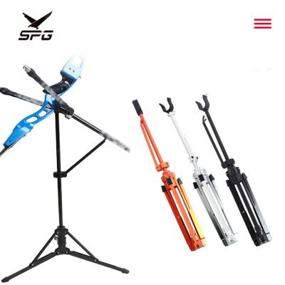 China Recurve Design SPG Aluminum Alloy Recurve Strong Automatic Folding Stand Archery Bow Arrow Hunting Accessories Bow Stand for sale