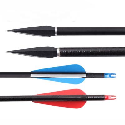 China Hunting New Carbon Hunting Arrows Archery Spine 500 Mixed Carbon Arrows Removable Plastic Arrowheads Feathers With Hunting Broadheads for sale