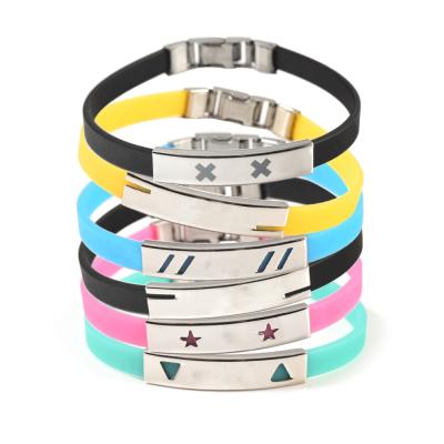 China CLASSIC Wollet Fashion Stainless Steel Silicone Multicolor Magnetic Bio Bracelet For Kids for sale