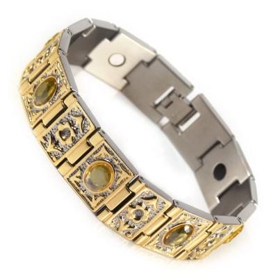 China Wollet CLASSIC Fashion Crystal Health Energy Healing Bio Magnetic Titanium Bracelet for sale