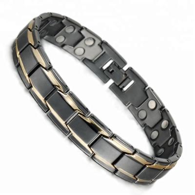 China Wollet Product Men CLASSIC Hot Double Metal Cool Magnetic Energy Bracelet for sale