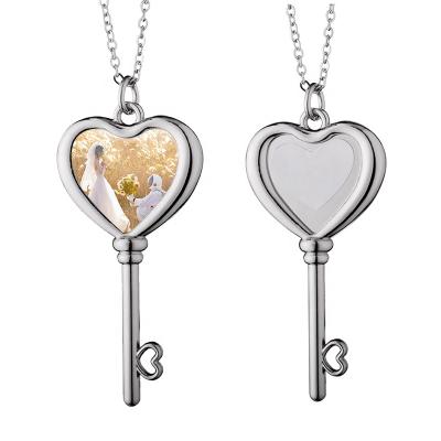 China 2021 Romantic Logo Key Necklace Sublimation Mute Key Necklace Hot Selling Personalized Chain Pendant for sale