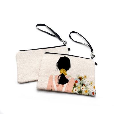 China Fashion OEM High Quality Design Cosmetic Bag Sublimation Blank Canvas Make Up Bag for sale