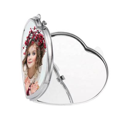 China Craftsman For Valentine's Day Personalized Design Printed Mirror Sublimation Blank Heart Compact Mirror for sale