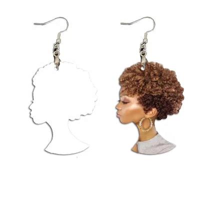 China CLASSIC custom photo printed wooden wrap earring sublimation blank head shape earrings for sale