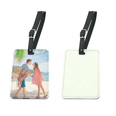 China Leather Logo Printable Blank Luggage Tags Custom Single Side Sublimation PU Luggage Tag for sale