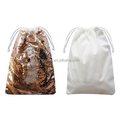 China Waterproof Factory Outlet Customized Logo Gift Bag Sublimation Blank Sequin Drawstring Bag for sale