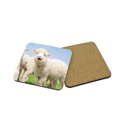 China High Quality Custom Printed Coaster Stocked 10cm Cork Coasters Sublimation Square Cork for sale