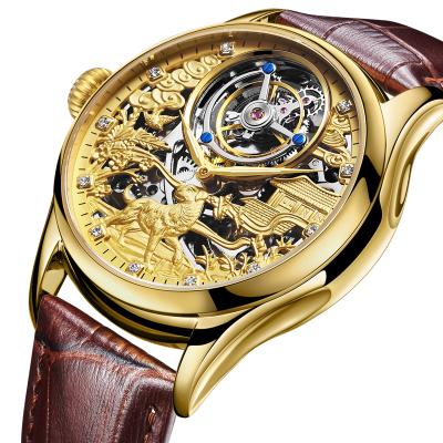 China Water Resistant Chinese Zodiac Watches Christmas Gifts Automatic Mechanical Skeleton Tourbillon Reloj Watch for sale