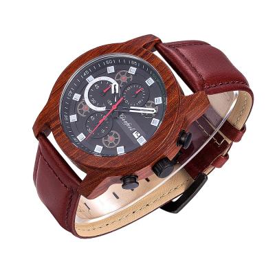 China Fashion Wooden Luxury Large Dial Sandalwood Chronograph Non-Specific RTS Men's Watch Sports Waterproof Wristwatch for sale