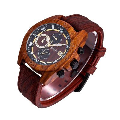 China 2021 New Design Luminous Hands Men's Chronograph Muti-fuctional Business Sports Wood Watches Luxury Men's Non-Specific for sale