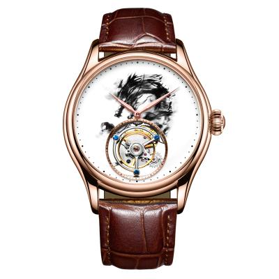 China High End Custom Made OEM Logo Business Mens Watches Power Reserve RTS Top Brand Tourbillon Luxury Genuine Leather Strap for sale