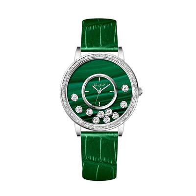 China Not Specified 2021 Hot Selling Fashion Lady Watch Green Dial Waterproof Genuine Leather Strap for sale