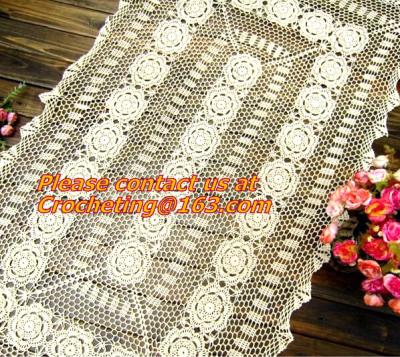 China Rectangular coffee table linen table cloth table, Corcheted Lace Table linen, Tablecloth for sale