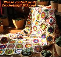 China Hand-Woven Daisy colored stripes Crochet blanket flowers wallpaper table cloth crochet sof à venda