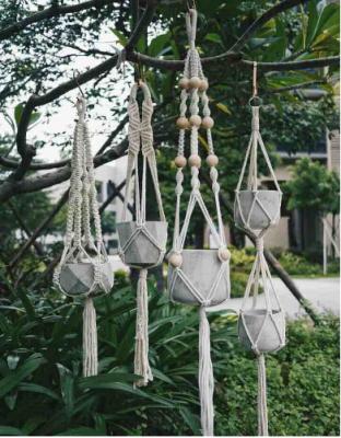 China ECO-Friendly COTTON rope White color Macrame Plant Hanger decorative plant hangers indoor plant hangers supplier for sale