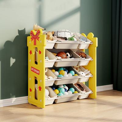 China Modern Child Furniture Plastic Storage Toy Shelf Kid Cabinet Tool with Plastic Storage Box Drawer Kindergarten Montessori Furniture for sale