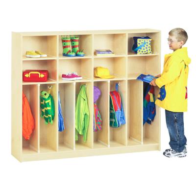 China Modern Custom Kindergarten Furniture Used Wooden Coat Racks Cubbies Preschool Organizer Backpack And Cubby Storages With Hooks for sale