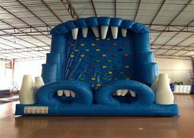 China Blue Rock Climbing Bounce House 6 X 4m Commercial Inflatable Ladder Climb for sale