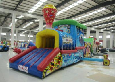 Κίνα Πολύχρωμο λούνα παρκ Blow Up Bounce House , Υπαίθριο Γήπεδο Εμποδίων Φουσκωτό τούνελ αναπήδησης σελήνης προς πώληση