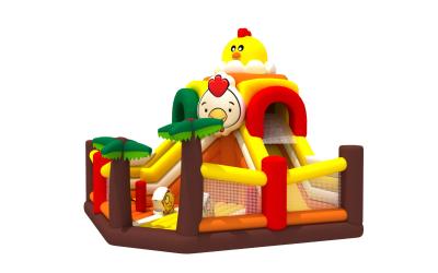 China 0.55mm Pvc inflável parque de diversões tema de desenho animado de galinha inflável castelo saltável deslizamento seco à venda