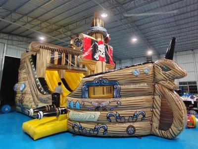 China Outdoor Fireproof PVC Inflatable Castle The Pirate Ship Theme Inflatable Obstacle Course Inflatable Playground For Kids for sale