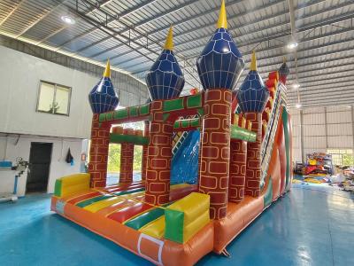 China Commercial PVC Inflatable Slide Castle Wide Slides Exotic Charm Castle Inflatable Dry Slide For Kids And Adults for sale