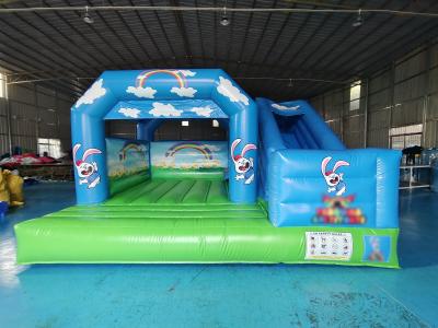 China PVC Tarpaulin Inflatable Bounce House With Slide Blue Sky Inflatable Combo For Outdoor Indoor Kids for sale