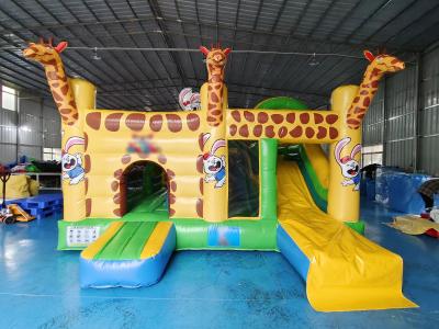 China Commercial Grade Outdoor Inflatable Combo Zoo Giraffe Inflatable Bounce House With Slide Funny Jumping Castle for sale