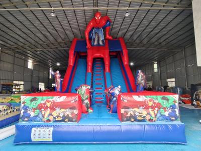 China Commercial Inflatable Double Slides Spider-Man Inflatable Dry Slides Castle For Kids And Adults For Sale for sale