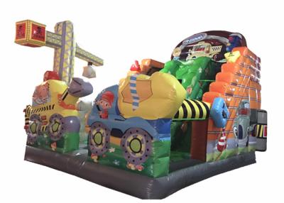 China Classic inflatable construction site dry slide digital printing inflatable building site slide with fence for sale