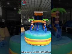 Summer Rainbow Sun Inflatable Slides Castle Inflatable Double Dry Slides