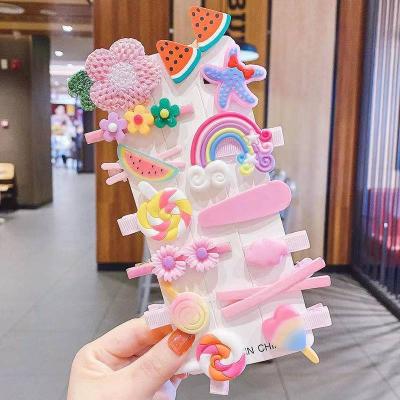 China Sweet Hot Colorful Hair Clips Set 14pcs Candy Color Hair Accessories For Girls Set for sale