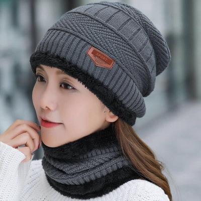 China COMMON Knitted Ski Winter Outdoor Sports Acrylic Warm Beanie Scarf Hat Sets for sale