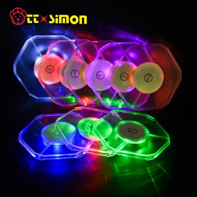 China Plastic Led Coasters For Drinks Customized Lighting White Led Cup Coaster Led Coaster for sale