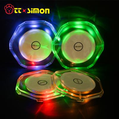 China Plastic Light Up Coasters Led Cup Customized White Led Lighting Coaster Led Coaster for sale