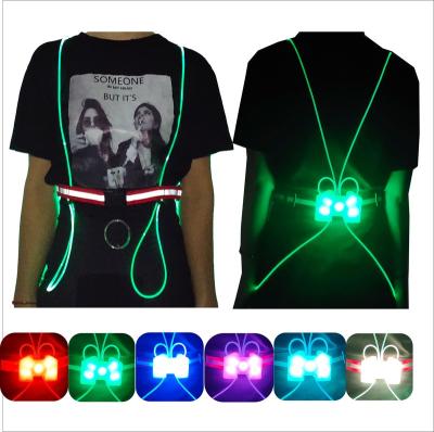 China 100% Polyester USB Rechargeable LED Glowing Reflective Led Running Vest For Night Sport Wear Road Safety Multicolor Yantian Recycling Hot Sale for sale