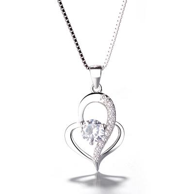 China Wholesale Hot Jewelry Romantic Factory Sale Design 925 Sterling Silver Heart Pendant Necklace For Women for sale