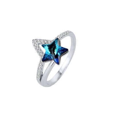 China Romantic S925 Sterling Silver New Girl Star Ring Shiny Crystal Jewelry Ring for sale