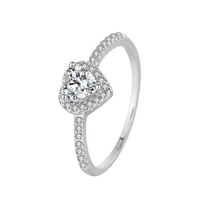 China Hot Sale Romantic 925 Sterling Silver Heart Diamond Ring Heart Band Cz Silver Delicate Jewelry for sale