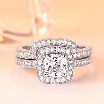 China Ladies Combination Ring Jewelry s925 Silver Romantic Wedding Diamond Ring for sale