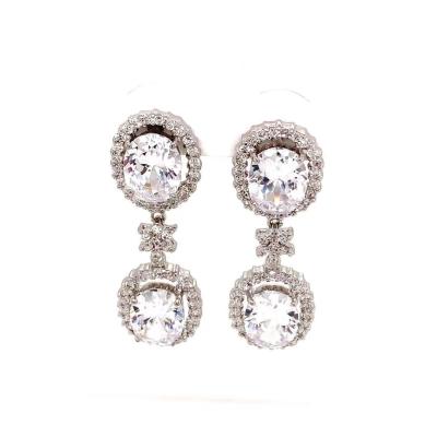 China CLASSIC Women's Diamond Shiny Pendant Drape Circle Bride Earrings for sale