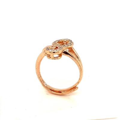 China CLASSIC Brass Rose Gold Plated Heart-Shaped Zircon Opening Ladies Engagement Adjustable Wedding Ring for sale