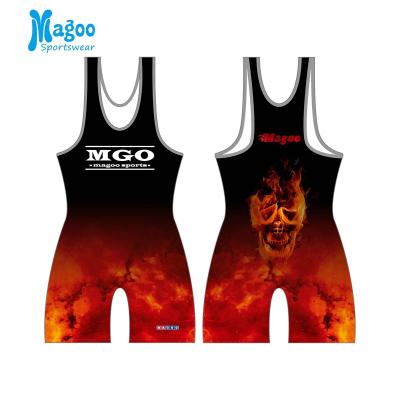 China 2018 Comfortable Customized Plus Size Polyester Wrestling Mens Halloween Skull Crawling Gym Wear Wrestling Singlets for sale