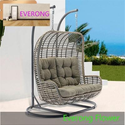 China Modern EV Wholesale Outdoor Garden Furniture Hanging Chairs  Swing Standing Double Hanging Wicker Egg Chair for sale