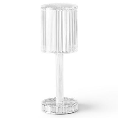 China Modern Acrylic Dining Room Cordless Rechargeable Modern Crystal Table Lamp RGB16 Ribbon with Built-in Battery Cordless Bedside Lamp for sale